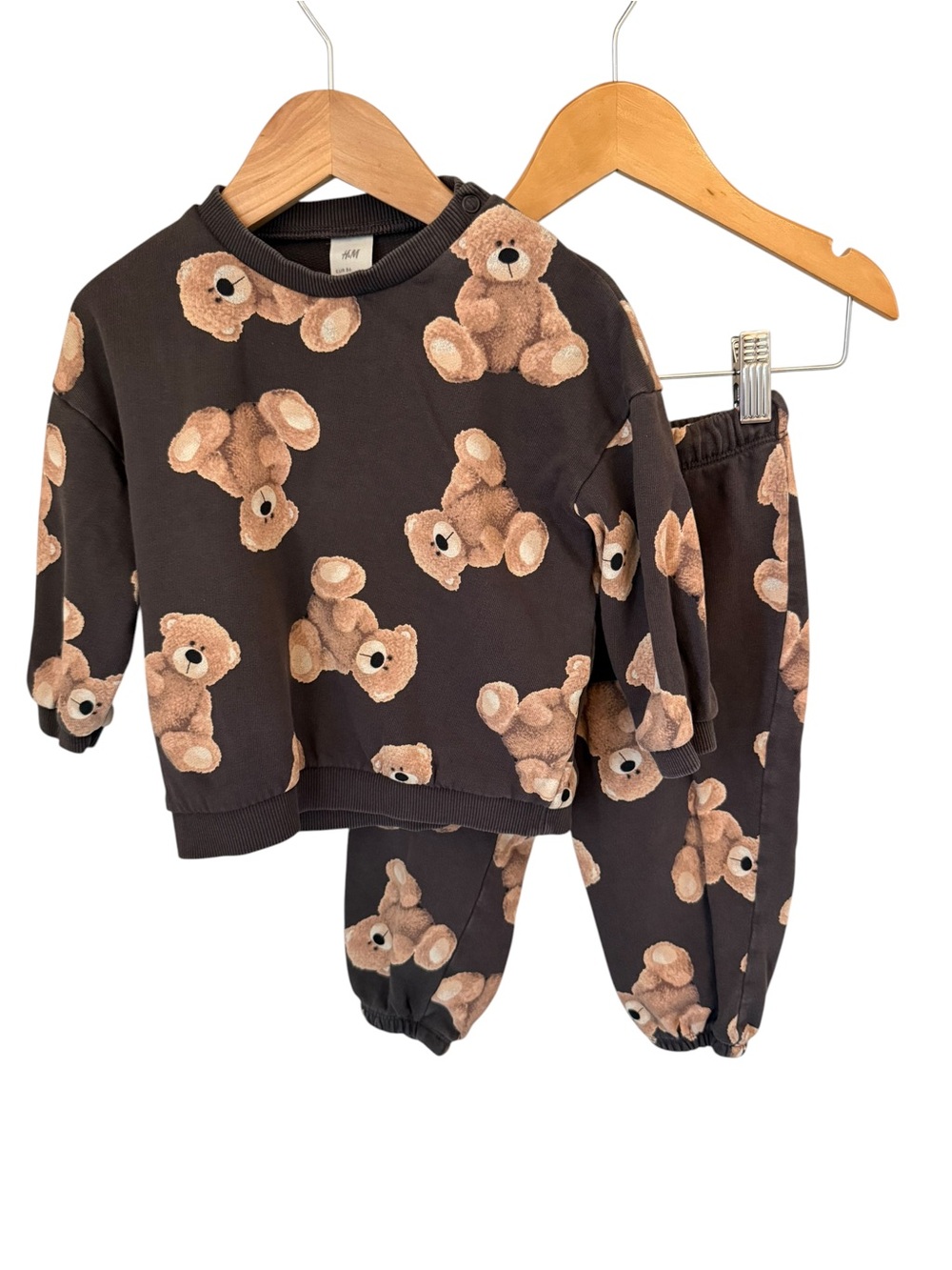 H&M Teddy Bear Print Matching Tracksuit Set 18 Months